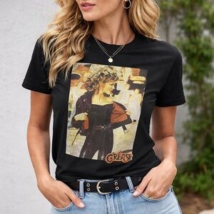 GREASE Sandy Movie Graphic Tee Black Cotton‎ Top Medium